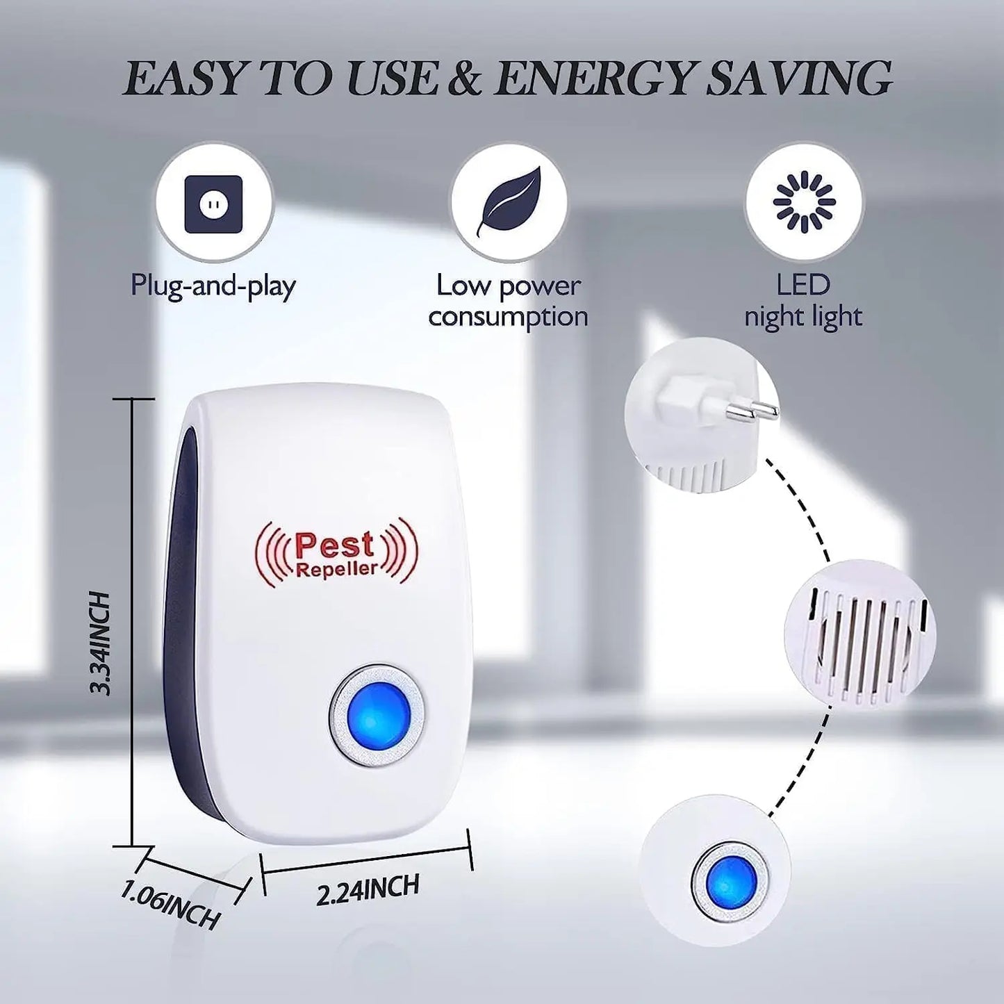 2026 New Ultrasonic Rat Mosquito Repellent Killer Plug-in Pest Control Safe Effective for Home Garden Indoor Outdoor Insect