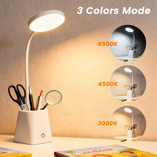 Kids Study LED Table Lamp Safe Touch Control Dimmable Led Light USB Power Gift for Children Warm/Natural White 5V Portable