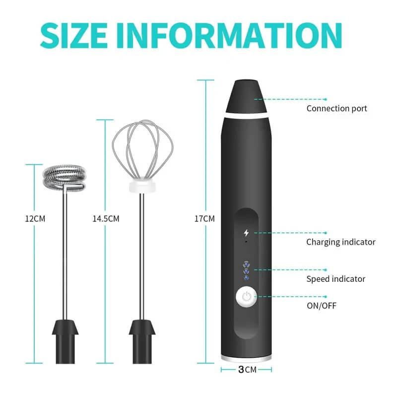 Electric Milk Frother & Egg Whisk – USB Rechargeable