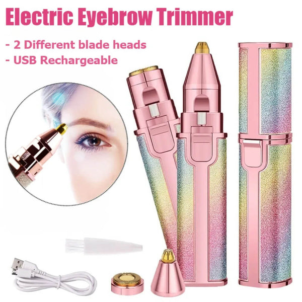 2-in-1 Electric Eyebrow & Facial Hair Trimmer – Rechargeable