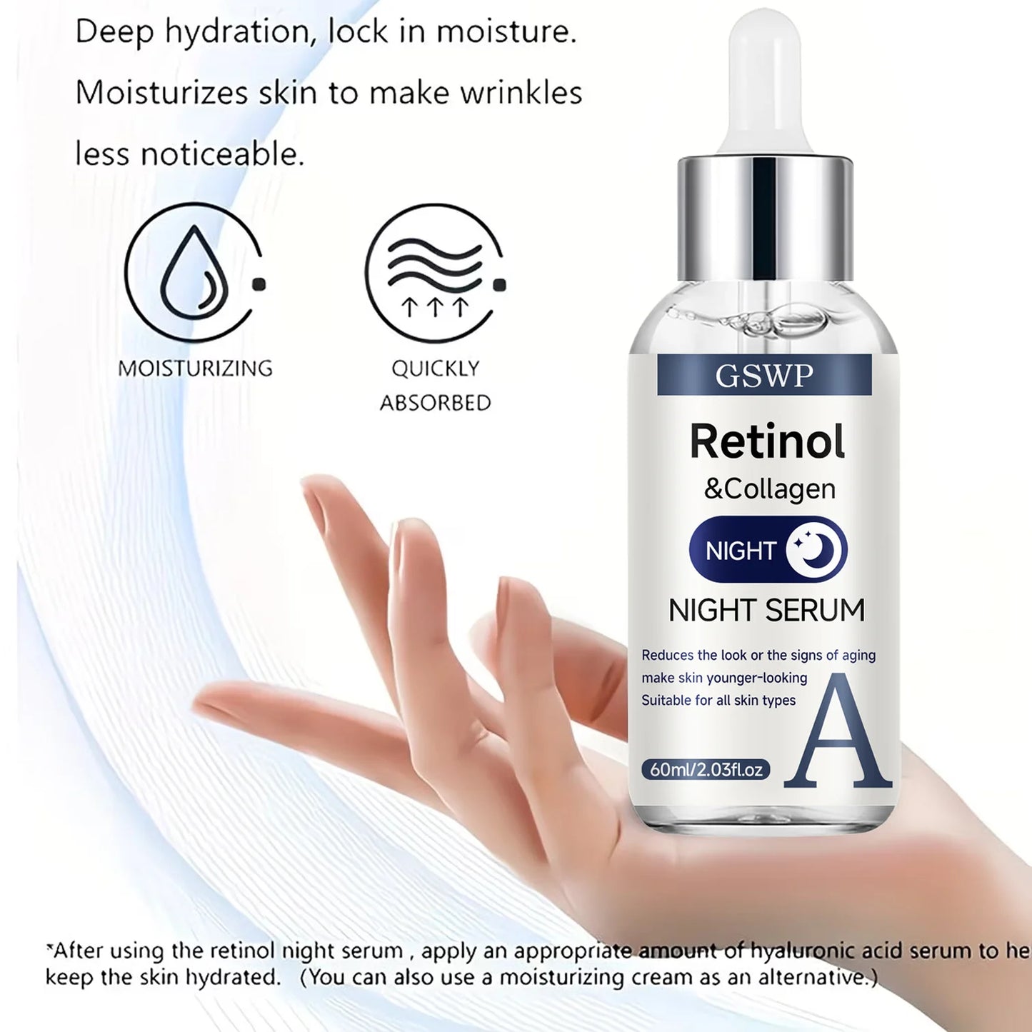 GSWP Day & Night Serum Set, Vitamin C + Retinol + Hyaluronic Acid Serums, Deeply Moisturizes, Tightens and Brightens the Face. 2