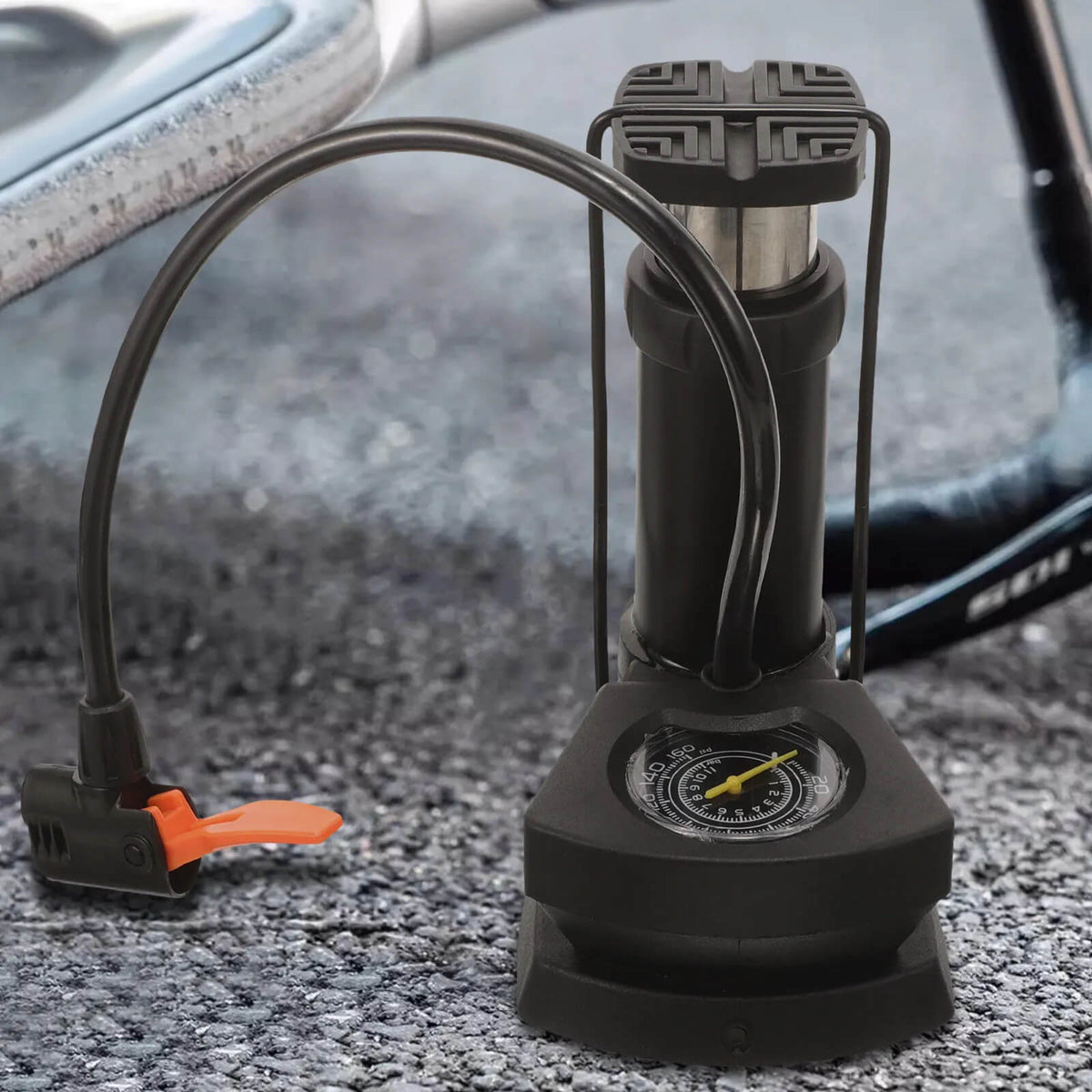 Foot Pedal Bike Pump with Pressure Gauge