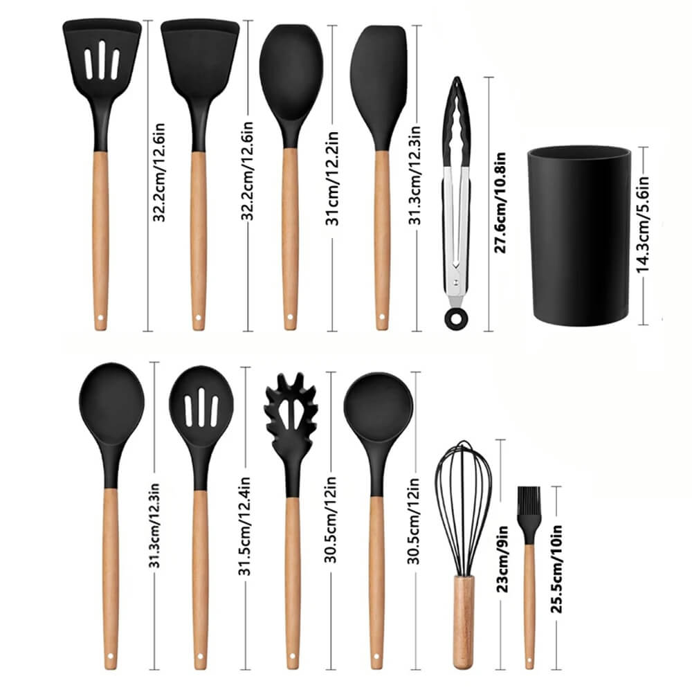 2-Piece Silicone Kitchen Utensil Set – Non-Stick, Wooden Handle