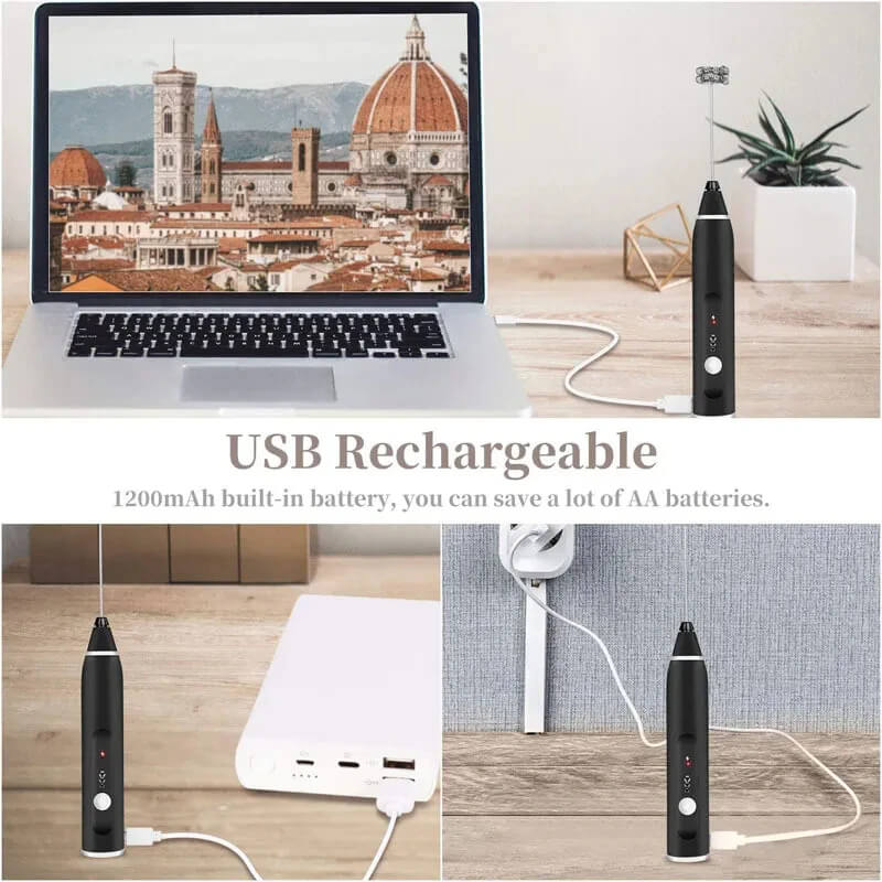 Electric Milk Frother & Egg Whisk – USB Rechargeable
