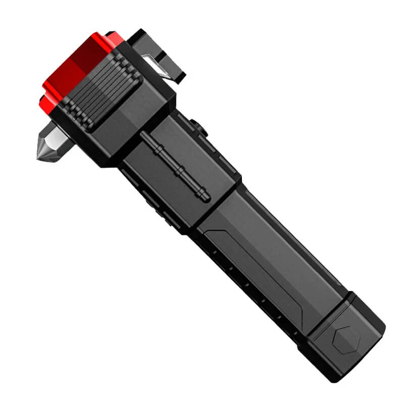 Rechargeable Emergency Flashlight with Power Bank & Safety Hammer