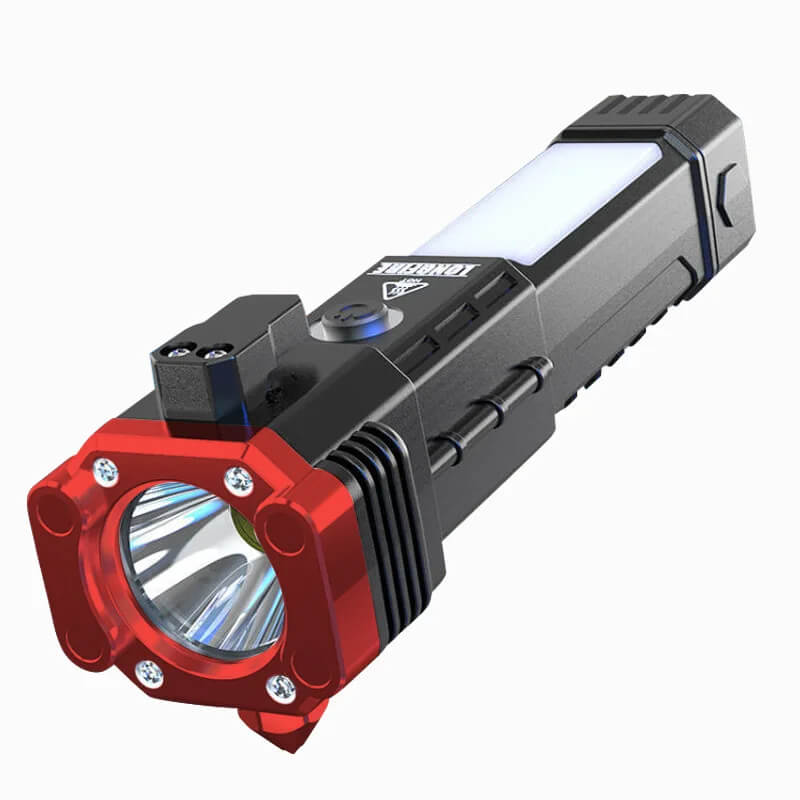 Rechargeable Emergency Flashlight with Power Bank & Safety Hammer
