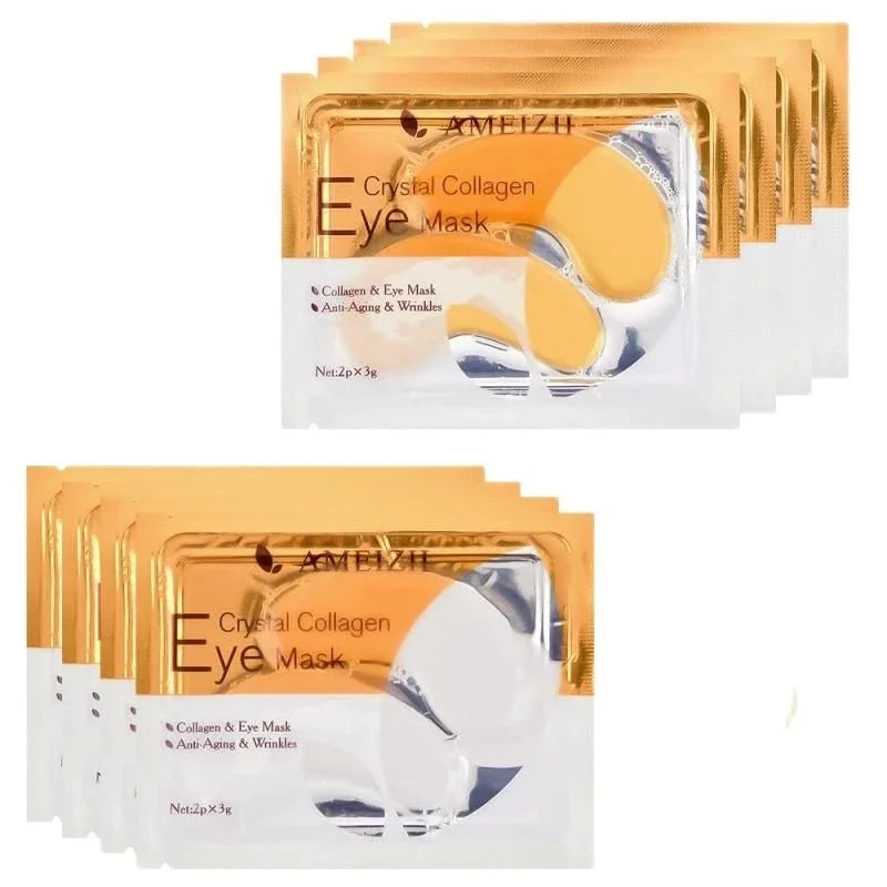 10p=5pairs Crystal Collagen Gold Powder Eye Mask Anti-Aging Dark Circles Acne Beauty Patches For Eye Skin Care Korean Cosmetics