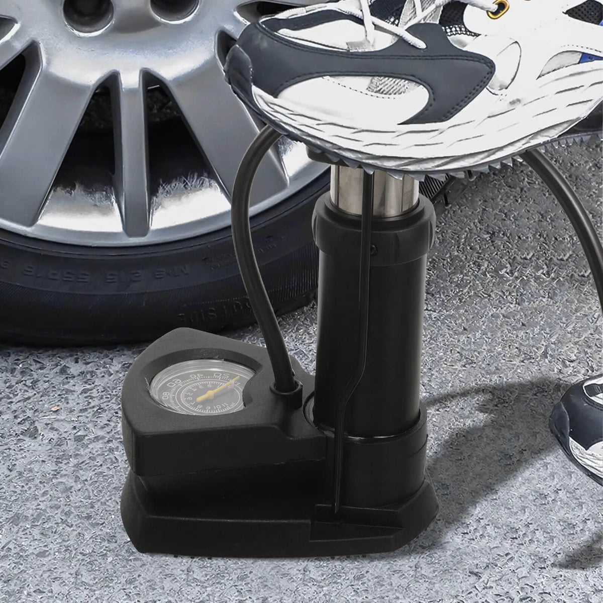 Foot Pedal Bike Pump with Pressure Gauge