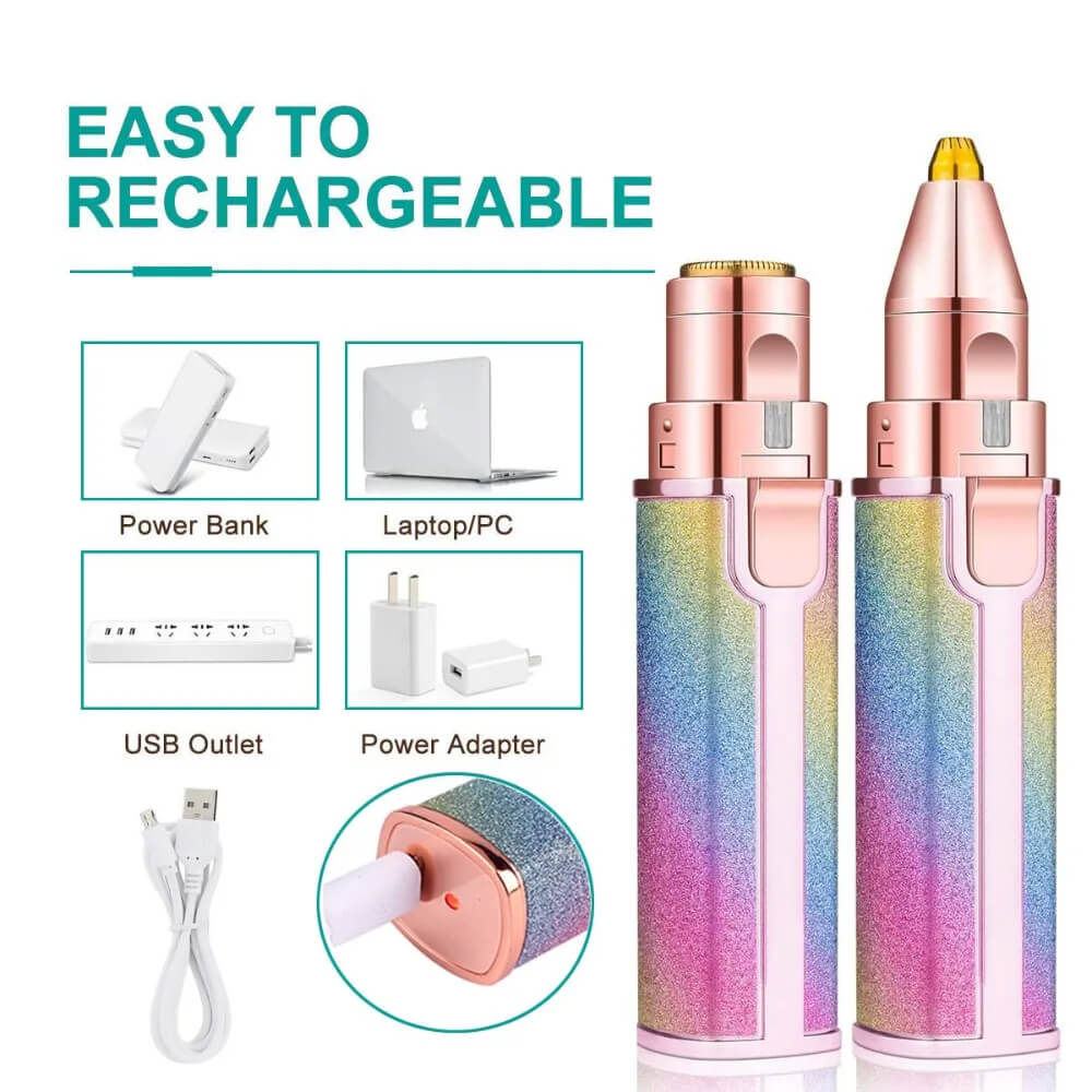 2-in-1 Electric Eyebrow & Facial Hair Trimmer – Rechargeable