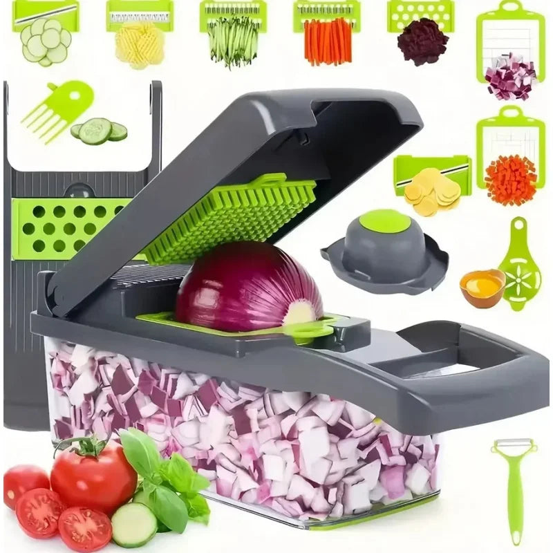 16 in 1 Multifunctional Vegetable Chopper - Onion Chopper, Food Grater, Slicer & Dicer for Kitchen, Easy Handle Design