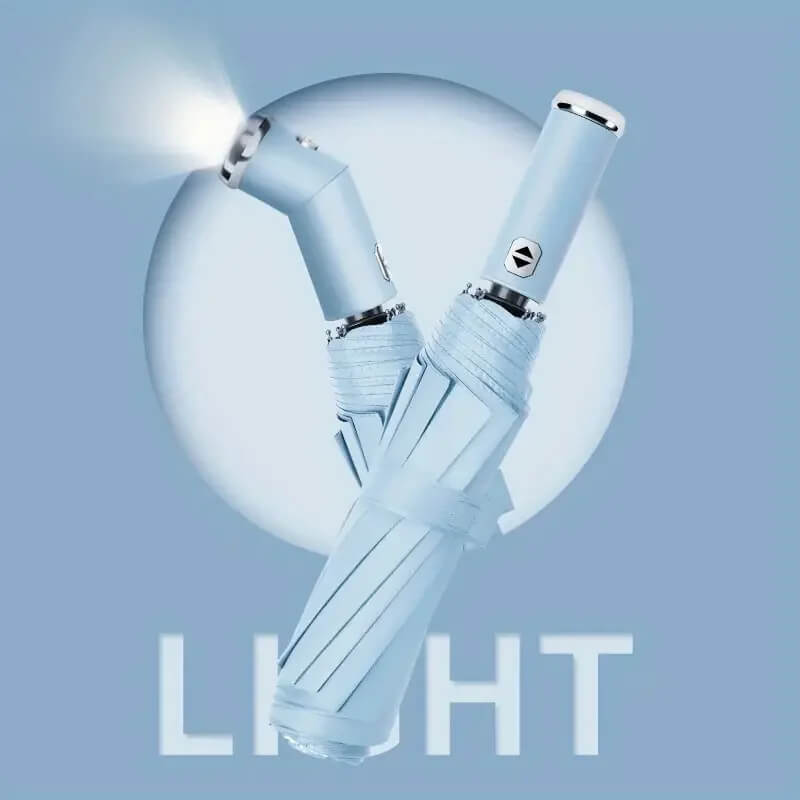 LED Flashlight Umbrella – Windproof, Auto-Fold